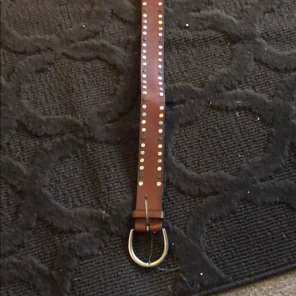 A brown studded belt
